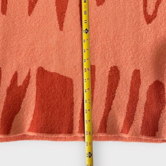 Women's Orange Abstract Patterned Sz L Crew Neck Lantern Balloon Sleeve Sweater - Picture 8 of 12